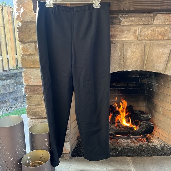 Eileen Fisher, flat front, black pants, side, zipper Medium Elastic - Picture 1 of 6